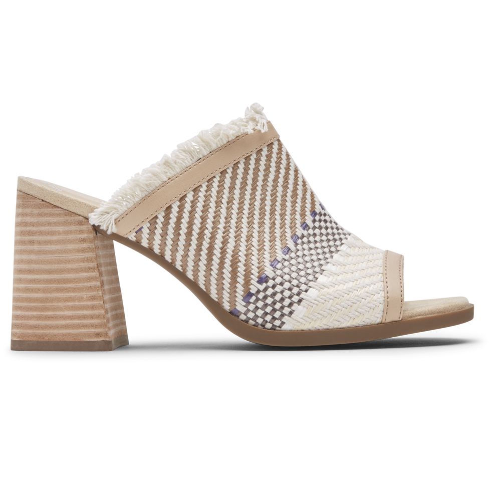 Rockport Women's Total Motion Amara Heels Slide Slides - Beige - USA (0385USJOI)